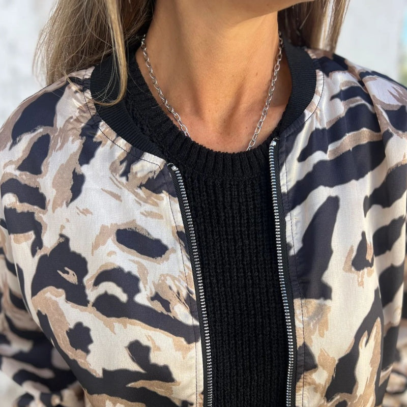 Zelda™ | Giacca Bomber con Zip e Stampa Zebra
