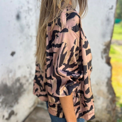 Zelda™ | Giacca Bomber con Zip e Stampa Zebra