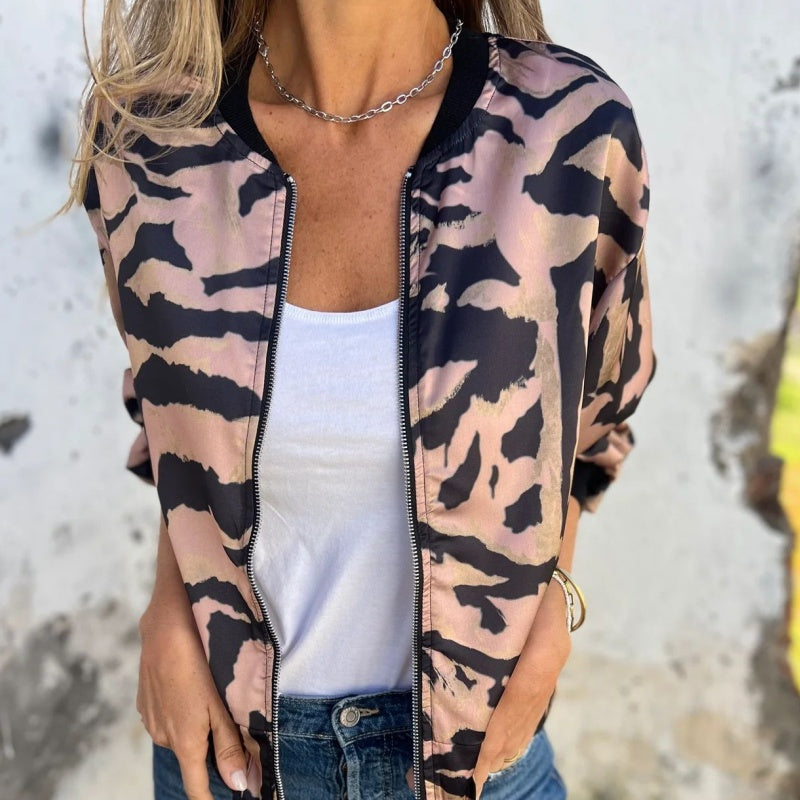 Zelda™ | Giacca Bomber con Zip e Stampa Zebra