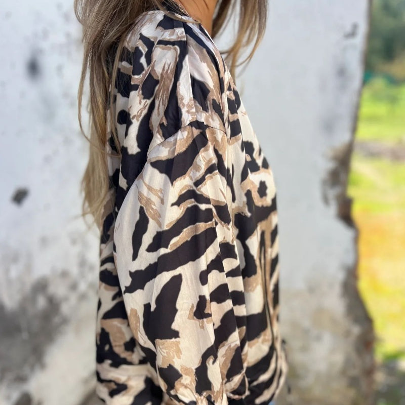Zelda™ | Giacca Bomber con Zip e Stampa Zebra